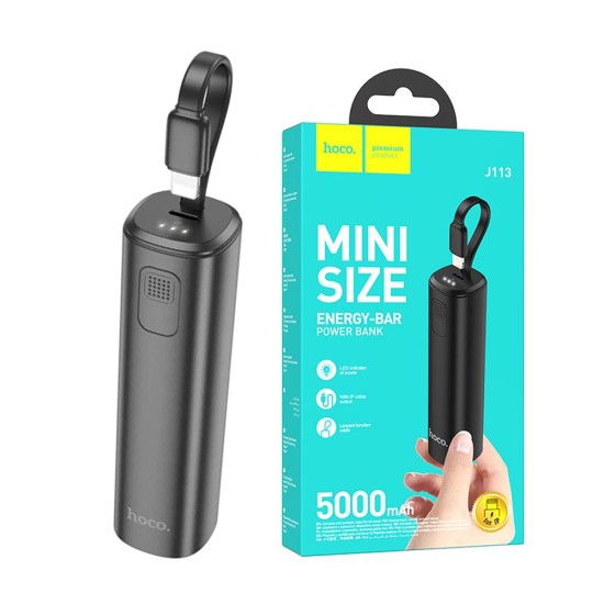 Power Bank Hoco J113 Energy Bar con Built-in Lightning Cable 5000mAh Negro Power Bank Hoco J113 Energy Bar con Built-in Lightning Cable 5000mAh Negro